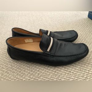 Bally black leather loafers size 12